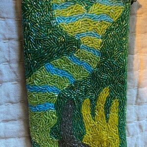 Kirk’s Folly Beaded Mermaid zippered bag Lime Green and Turquoise NWOT